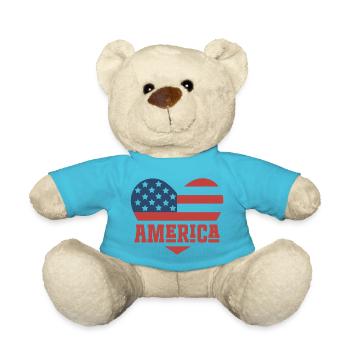 America Flag Heart - Teddy Bear - atoll blue - Front