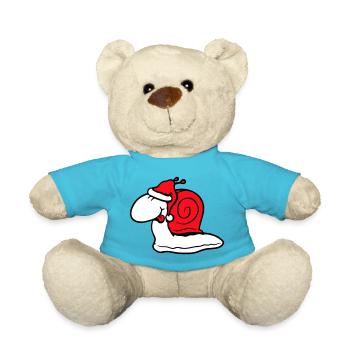 Snail Santa Claus Christmas Hat Gift - Teddy Bear - atoll blue - Front