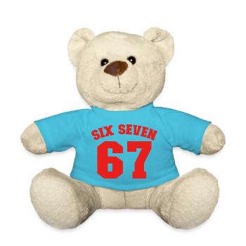 Six Seven Jersey Fun 67 Number 6-7 6 7 Six Seven - Teddy Bear - atoll blue - Front