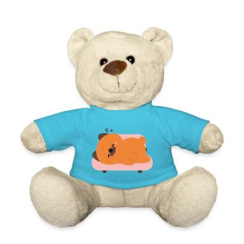 Müder Deutscher Schäferhund auf rosa Sofa - Teddy - Atollblau - Vorne