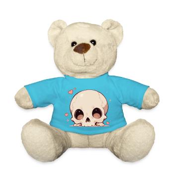 Cuddly Skull Heart Cartoon - Teddy Bear - atoll blue - Front