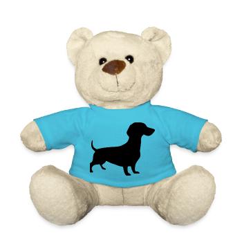 Dachshund Hunde Silhouette Geschenk Dackelbesitzer - Teddy - Atollblau - Vorne