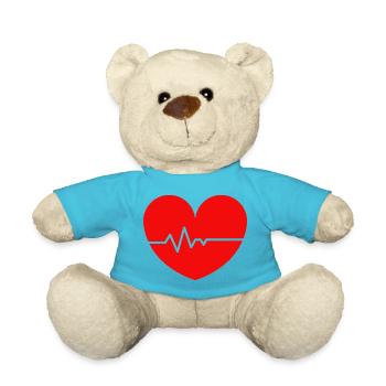 Herzschlag-Linie Liebe Herz - Teddy - Atollblau - Vorne