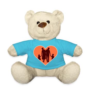 Familie Silhouette Liebe Kinder Eltern Mama Papa - Teddy - Atollblau - Vorne
