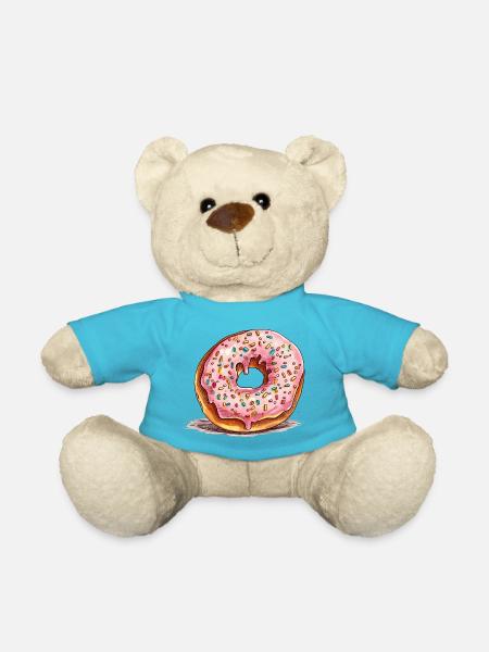 Pink donut with sprinkles - Teddy Bear - atoll blue