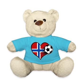 Norwegen Flagge Fußball mit Herz - Teddy - Atollblau - Vorne