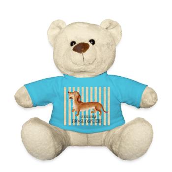 Kurze Beine, große Ansprüche – Lustiger Dackel - Teddy - Atollblau - Vorne