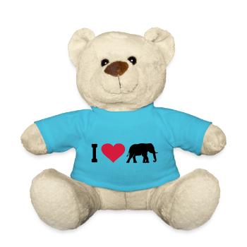 Elefant Liebe Elefanten Tier Afrika Safari Herz - Teddy - Atollblau - Vorne