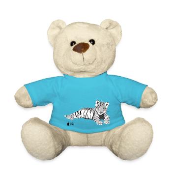 Weißer Tiger liegend - Teddy - Atollblau - Vorne