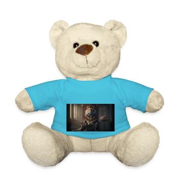 Tiger sitzt auf einem Thron, generative KI - Teddy - Atollblau - Vorne