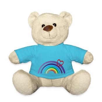 regenbogen mit herz - Teddy - Atollblau - Vorne