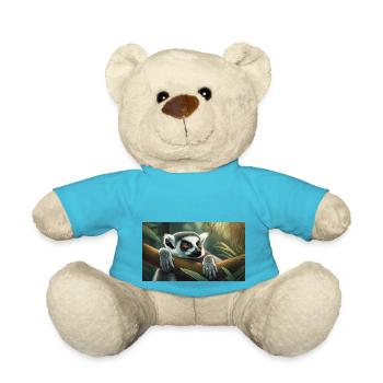 Cute animals chilling – ring-tailed lemur - Teddy Bear - atoll blue - Front