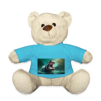 Cute animals chilling – hippopotamus also hippo - Teddy Bear - atoll blue - Front