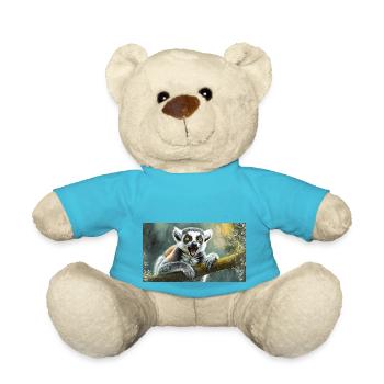 Cute animals chilling – ring-tailed lemur - Teddy Bear - atoll blue - Front