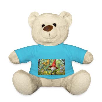 cute little gnomes everyday life flying butterfly - Teddy Bear - atoll blue - Front
