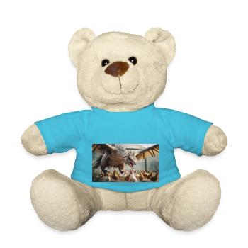 Ein realistischer böser Drache, der wie ein Wolf Hühner jagt - Teddy - Atollblau - Vorne