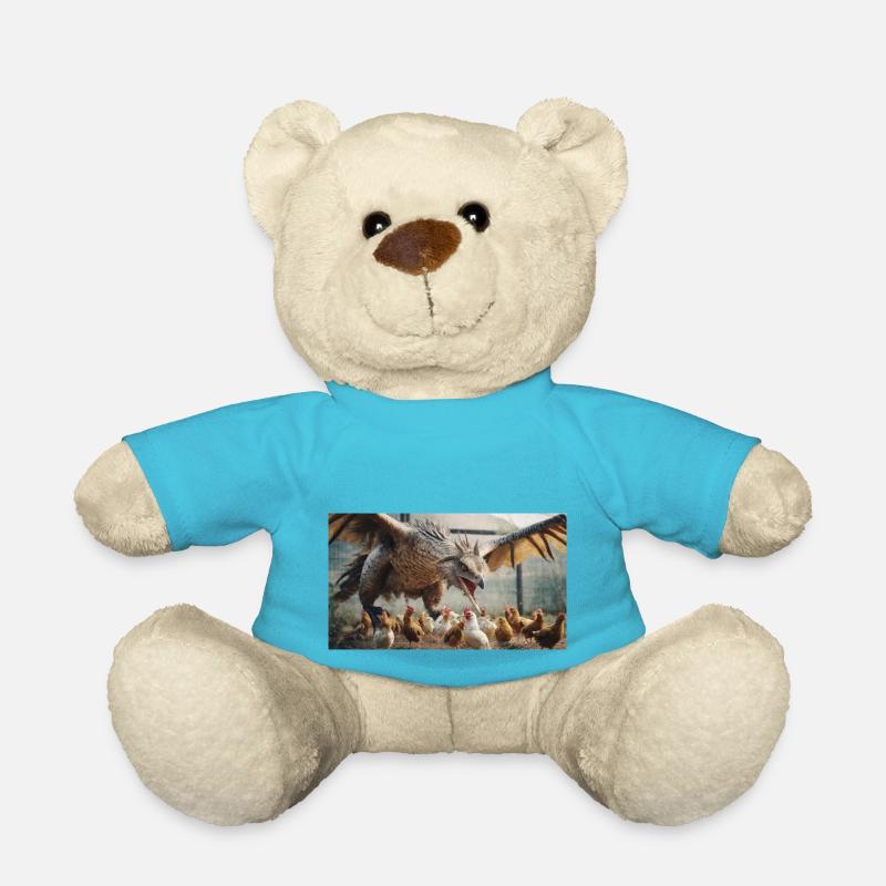 A realistic bad dragon hunting chicken like a wolf - Teddy Bear - atoll blue