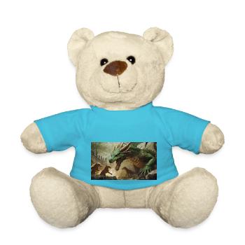 A realistic majestical green dragon is attacked - Teddy Bear - atoll blue - Front