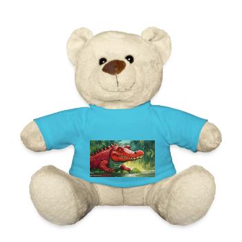 Lustiger Hooey, ein Krokodil ist rot - Teddy - Atollblau - Vorne