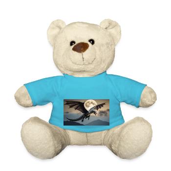 A realistic majestical dark dragon is posing - Teddy Bear - atoll blue - Front