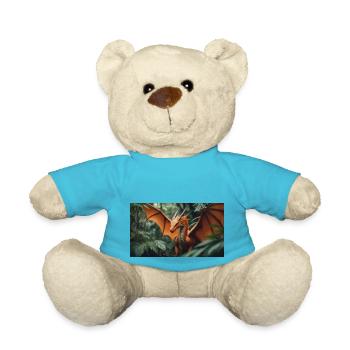 A realistic green orange dragon in the outback - Teddy Bear - atoll blue - Front