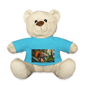 A realistic majestical orange dragon is hunting - Teddy Bear - atoll blue - Front