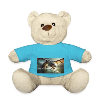 A realistic bad dark dragon is hunting fish - Teddy Bear - atoll blue - Front
