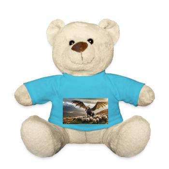 Eine realistische böse schwarz-goldene Drachenjagd - Teddy - Atollblau - Vorne