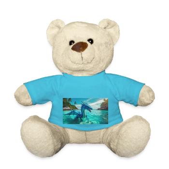 Ein realistischer blauer Wasserdrache im Türkis - Teddy - Atollblau - Vorne