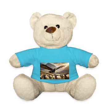 Eine realistische böse schwarz-goldene Drachenjagd - Teddy - Atollblau - Vorne