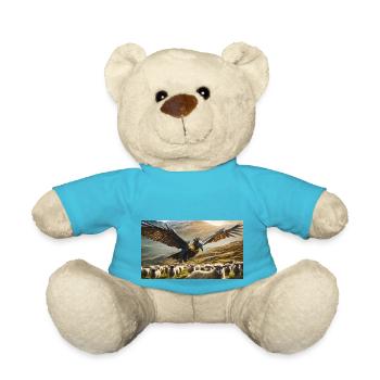 Eine realistische böse schwarz-goldene Drachenjagd - Teddy - Atollblau - Vorne