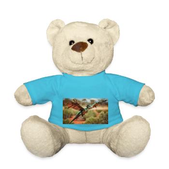 A realistic green orange dragon in the outback - Teddy Bear - atoll blue - Front