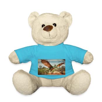 A realistic green orange dragon in the outback - Teddy Bear - atoll blue - Front