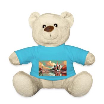 St. Basil's Cathedral, Moscow, Russia - Pixel Art - Teddy Bear - atoll blue - Front
