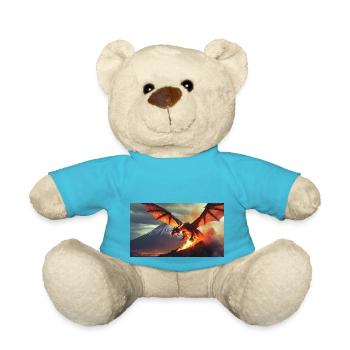 Ein realistischer, majestätischer dunkler Drachenvulkan - Teddy - Atollblau - Vorne