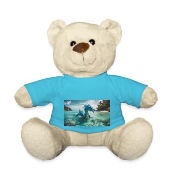 Ein realistischer blauer Wasserdrache im Meerwasser - Teddy - Atollblau - Vorne