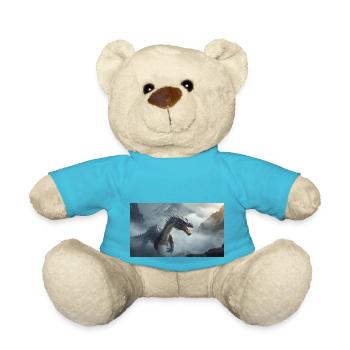 Ein realistischer böser dunkler Drache beim Erklimmen eines Nebels - Teddy - Atollblau - Vorne