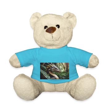 A realistic majestical green dragon is hunting - Teddy Bear - atoll blue - Front