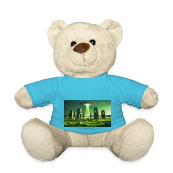 gruselige mythische Orte – UFO fliegt Stonehenge - Teddy - Atollblau - Vorne