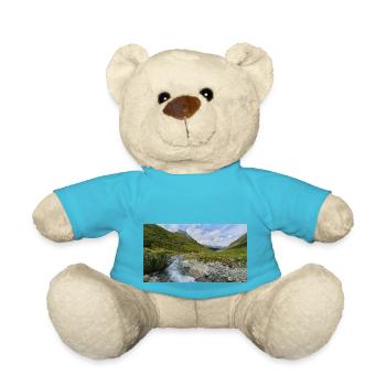 Mountain landscape panorama with river - Teddy Bear - atoll blue - Front