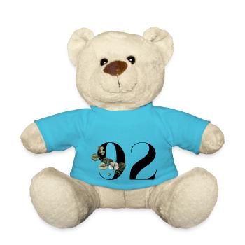 Nummer 92 Blumengrün - 92. Blumengeburtstag - Teddy - Atollblau - Vorne