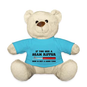Funny Quilting For Women Quilter Seamstress Fabric - Teddy Bear - atoll blue - Front