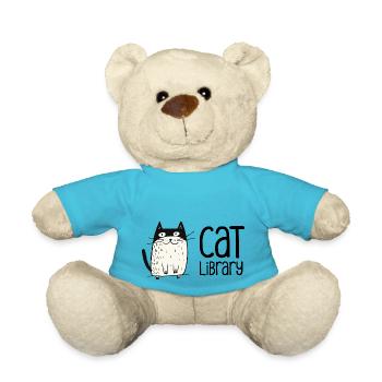 Cat Library – Book Lover & Cat Person Design - Teddy Bear - atoll blue - Front