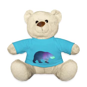 Polar Bear Northern Lights design - Teddy Bear - atoll blue - Front