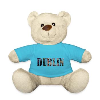 Dublin Lettering with City Photo Fill Design - Teddy Bear - atoll blue - Front