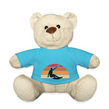 vintage retro Wakeboarder Silhouette Motiv - Teddy - Atollblau - Vorne