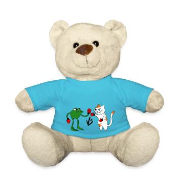 Frog vs Cat fight - Teddy Bear - atoll blue - Front