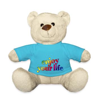 enjoy your life genieß dein Leben Regenbogen hygge - Teddy - Atollblau - Vorne