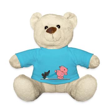 dog hippo walk pointed children baby hippo - Teddy Bear - atoll blue - Front