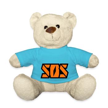 SOSonline.ch Schriftzug orang - Teddy - Atollblau - Vorne